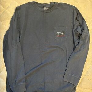 Vineyard Vines Blue Long Sleeve Tee with Pocket